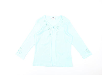 Maroon Women’s Blue Cotton Beaded Cardigan UK 12 V-Neck
