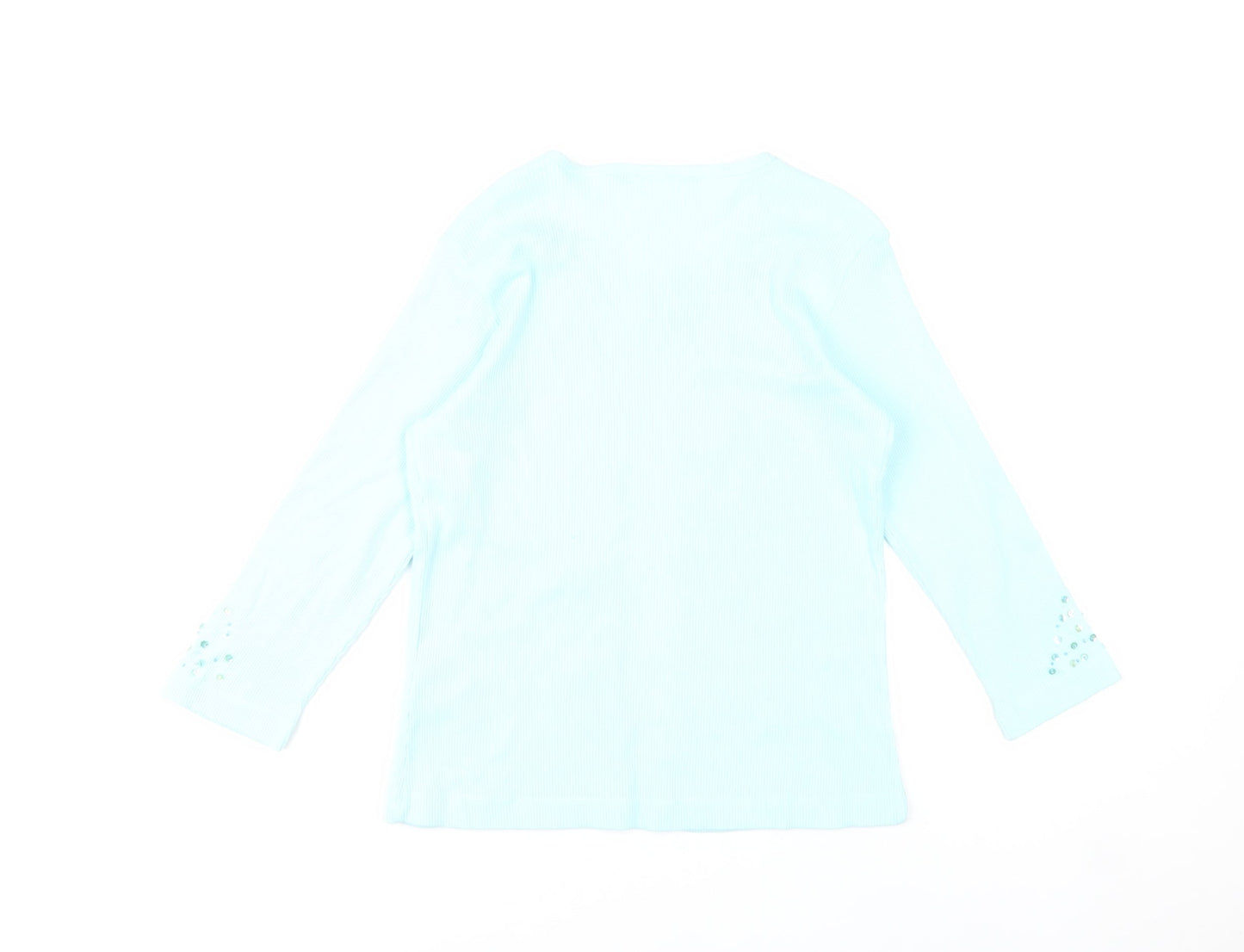 Maroon Women’s Blue Cotton Beaded Cardigan UK 12 V-Neck