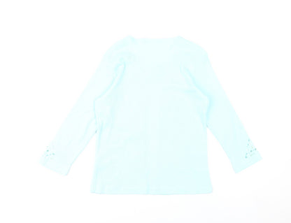 Maroon Women’s Blue Cotton Beaded Cardigan UK 12 V-Neck