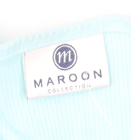 Maroon Women’s Blue Cotton Beaded Cardigan UK 12 V-Neck