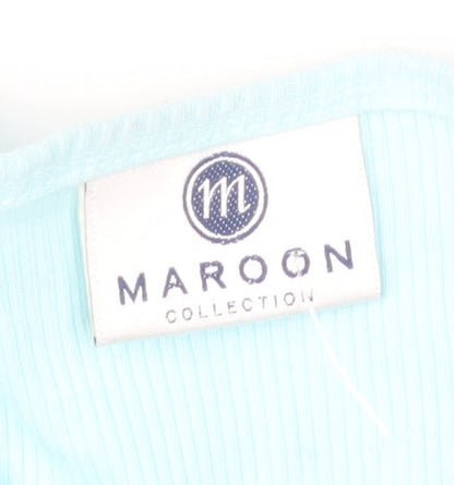 Maroon Women’s Blue Cotton Beaded Cardigan UK 12 V-Neck