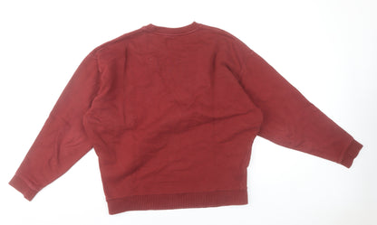 ASOS Men’s Red Crew Neck Pullover Sweatshirt Size M Regular Fit