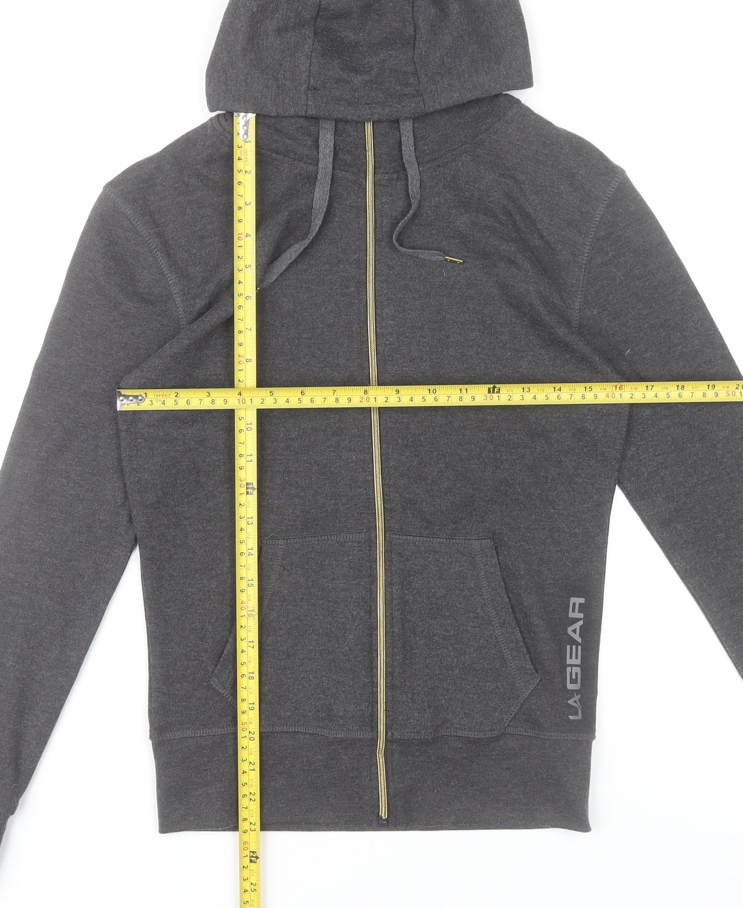 LA Gear Womens Grey Full Zip Hoodie UK 8 Regular Fit Activewear