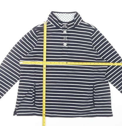 Bonmarché Women’s Navy Striped Henley Sweatshirt L Cotton Blend