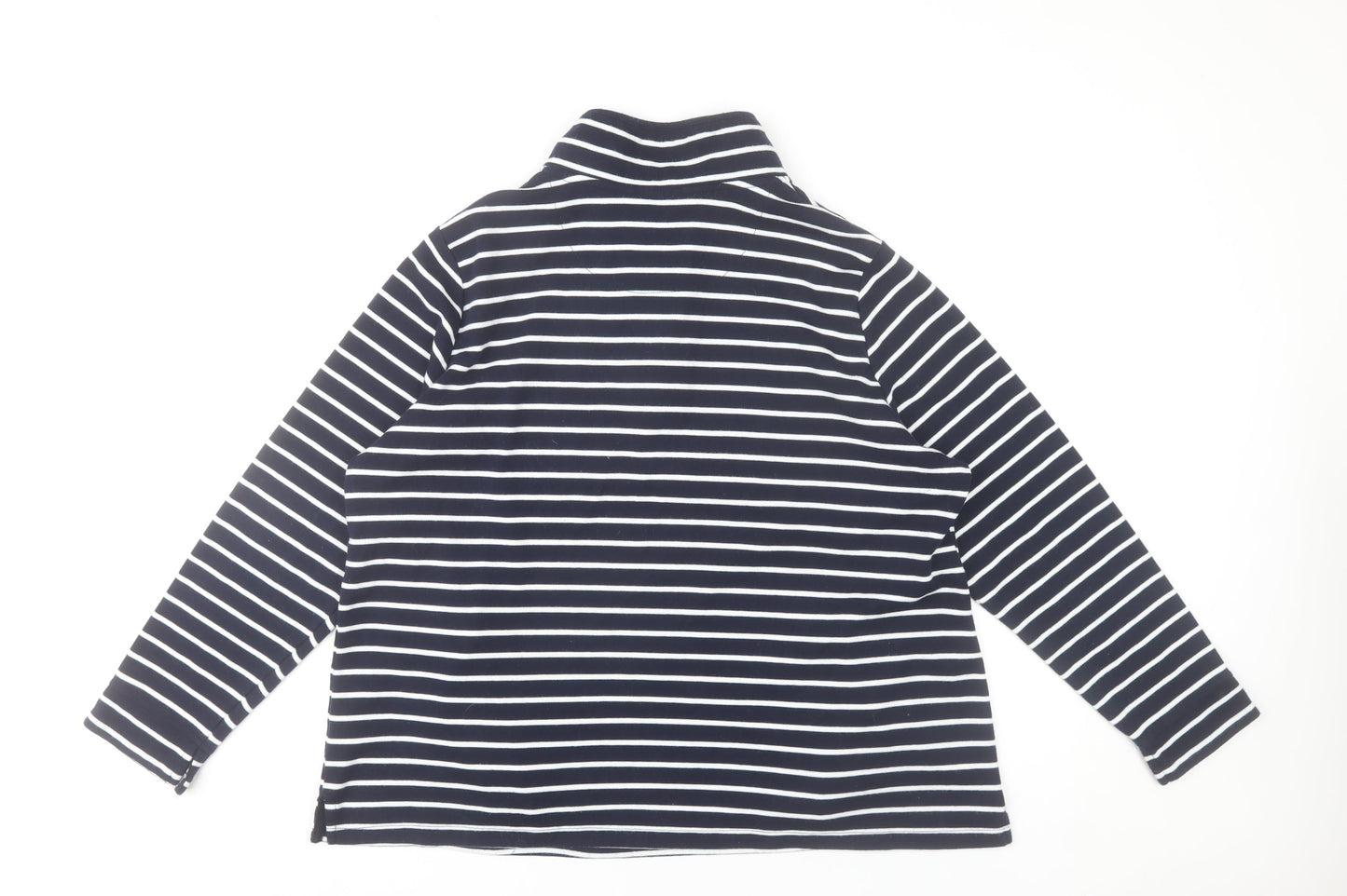 Bonmarché Women’s Navy Striped Henley Sweatshirt L Cotton Blend