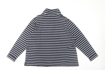 Bonmarché Women’s Navy Striped Henley Sweatshirt L Cotton Blend