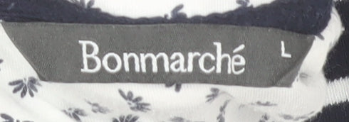 Bonmarché Women’s Navy Striped Henley Sweatshirt L Cotton Blend