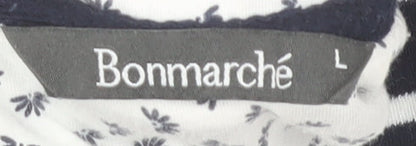 Bonmarché Women’s Navy Striped Henley Sweatshirt L Cotton Blend