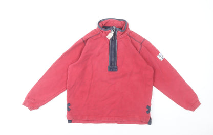 Lazy Jacks Boys Red 9-10 Years Half Zip Cotton Sweatshirt Jumper