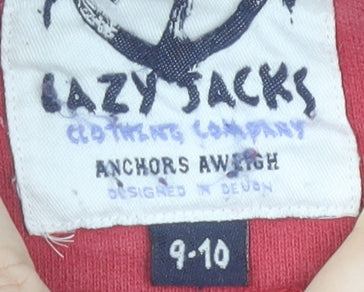 Lazy Jacks Boys Red 9-10 Years Half Zip Cotton Sweatshirt Jumper