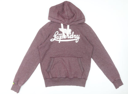Superdry Men’s Purple Pullover Hoodie M Logo Graphic Cotton Blend