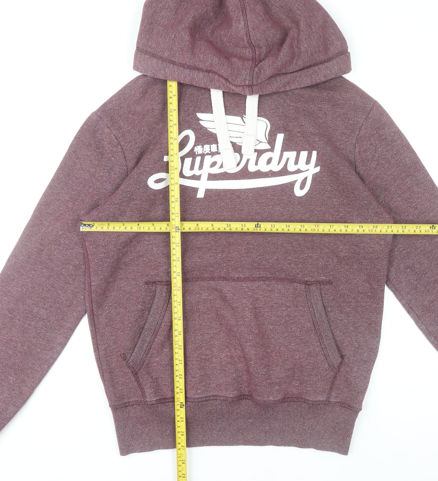 Superdry Men’s Purple Pullover Hoodie M Logo Graphic Cotton Blend