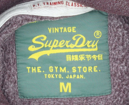 Superdry Men’s Purple Pullover Hoodie M Logo Graphic Cotton Blend