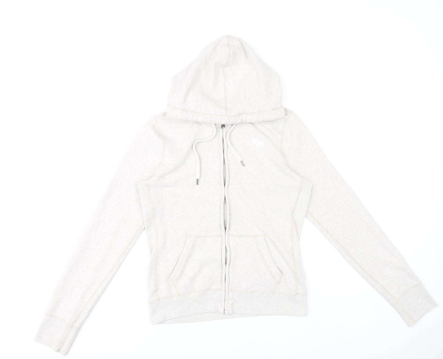 Abercrombie & Fitch Womens Beige Hoodie Sweatshirt Size L Full Zip