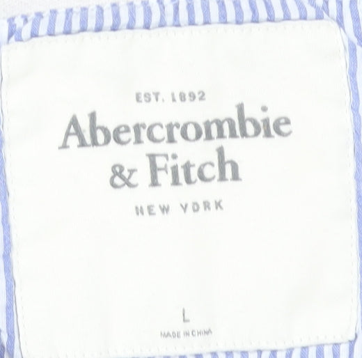 Abercrombie & Fitch Womens Beige Hoodie Sweatshirt Size L Full Zip