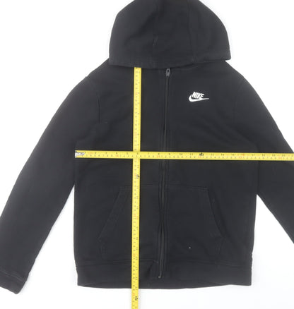 Nike Boys Black Full Zip Hoodie XL 158-170cm Cotton Blend Hooded Sweatshirt