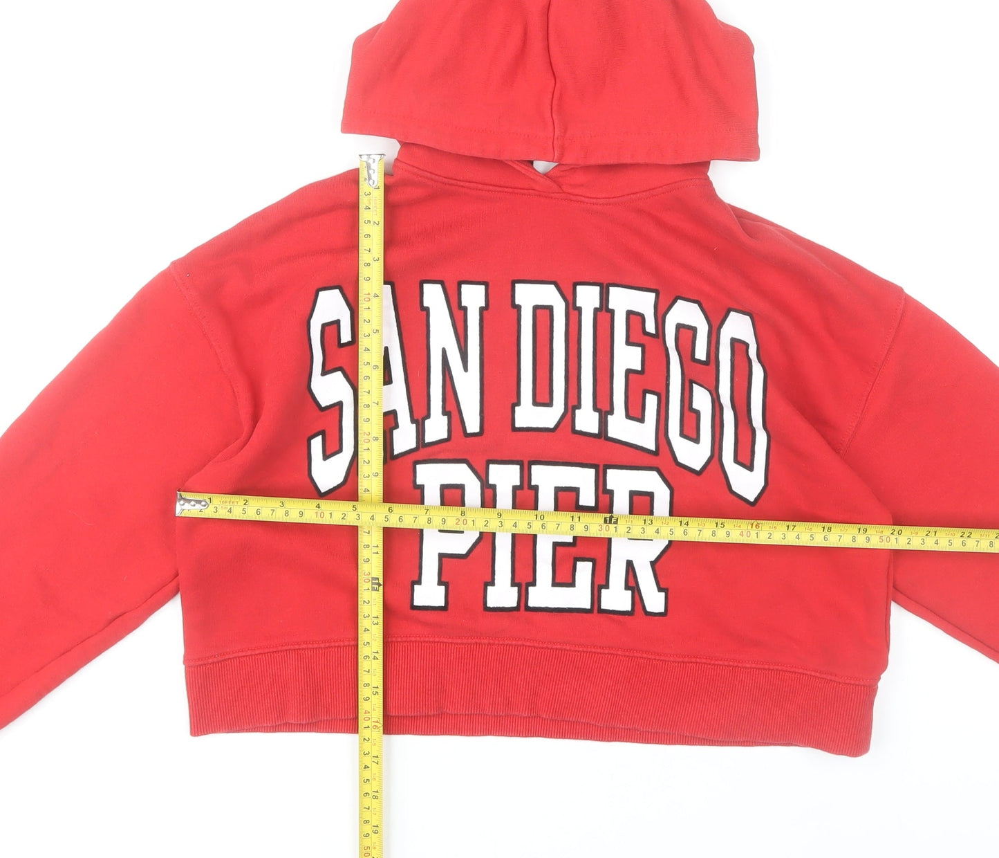 Zara Girls Red Pullover Hoodie 13-14 Years San Diego Pier Fleece Sweatshirt