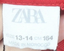 Zara Girls Red Pullover Hoodie 13-14 Years San Diego Pier Fleece Sweatshirt