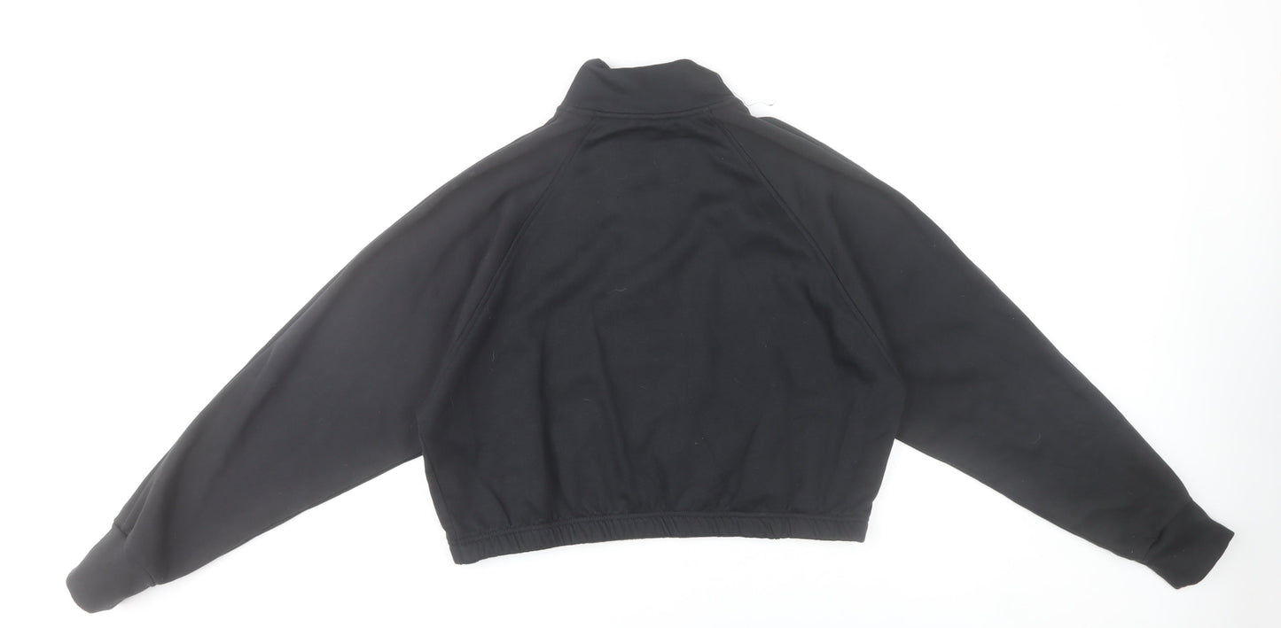 Adidas Womens Black Sweatshirt UK 8-10 Small 1/2 Zip Cotton Blend