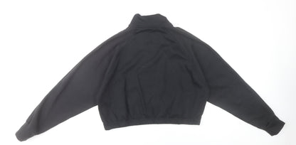 Adidas Womens Black Sweatshirt UK 8-10 Small 1/2 Zip Cotton Blend