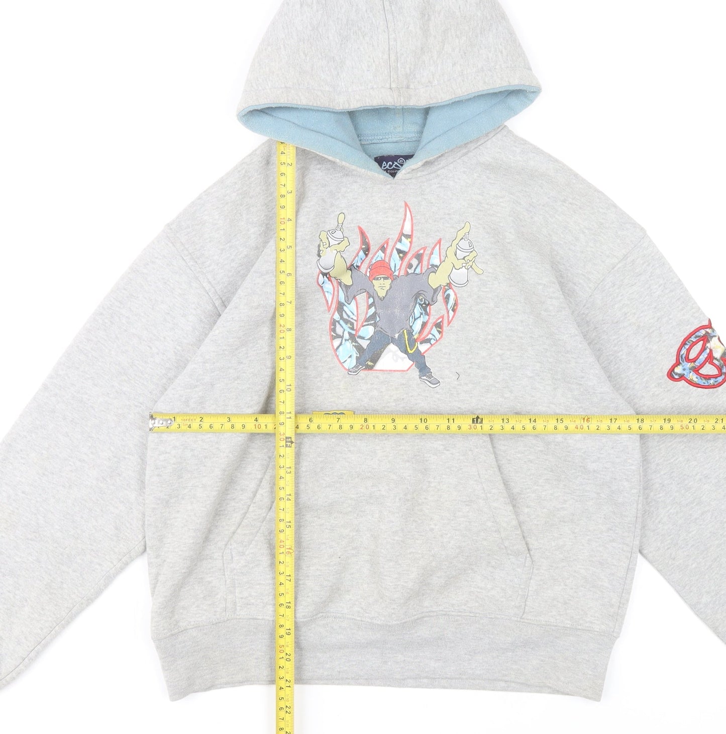Eco Industries Boys Grey Pullover Hoodie XL Graphic Print Casual