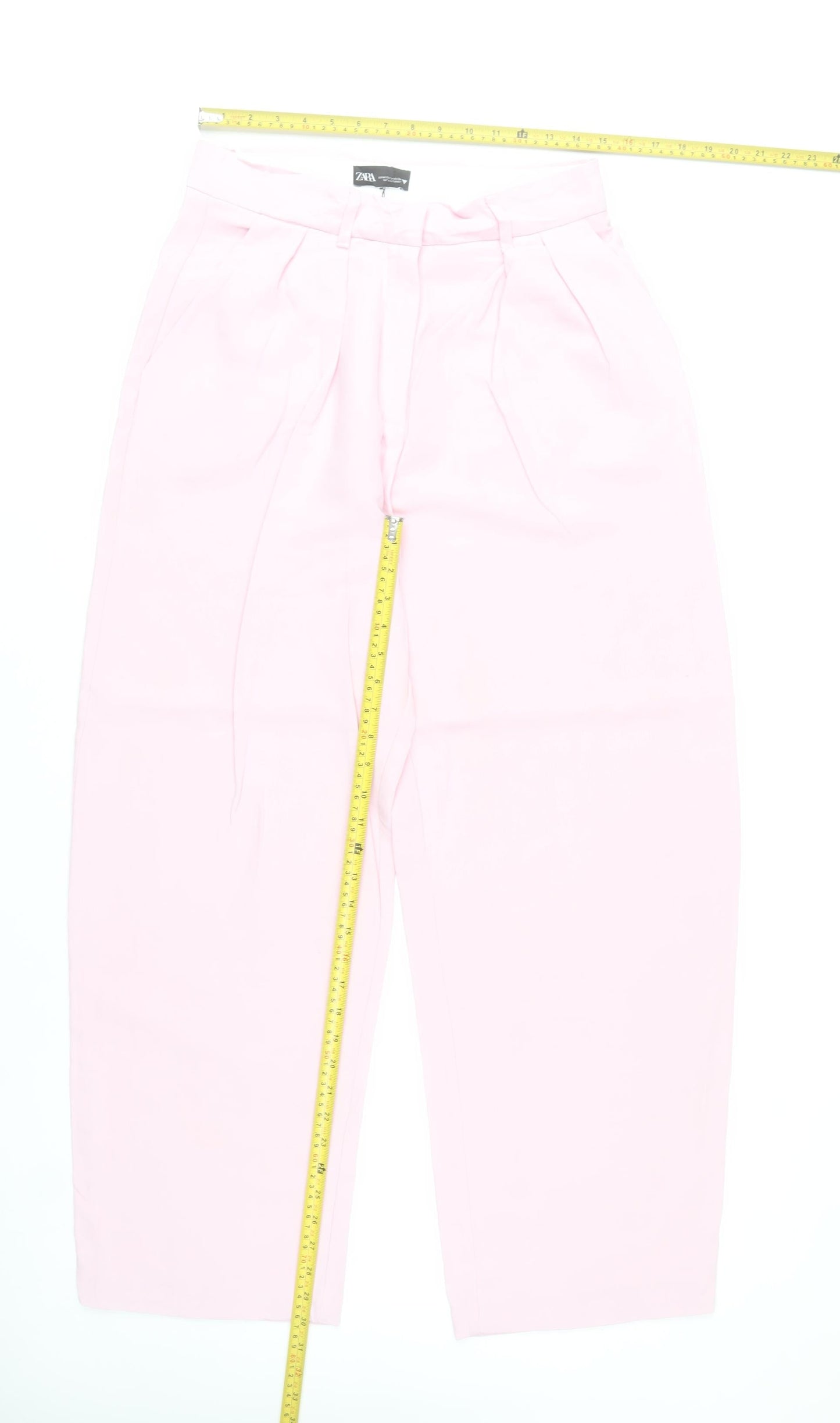Zara Women Pink Pleated Chino Trousers Size M High Rise