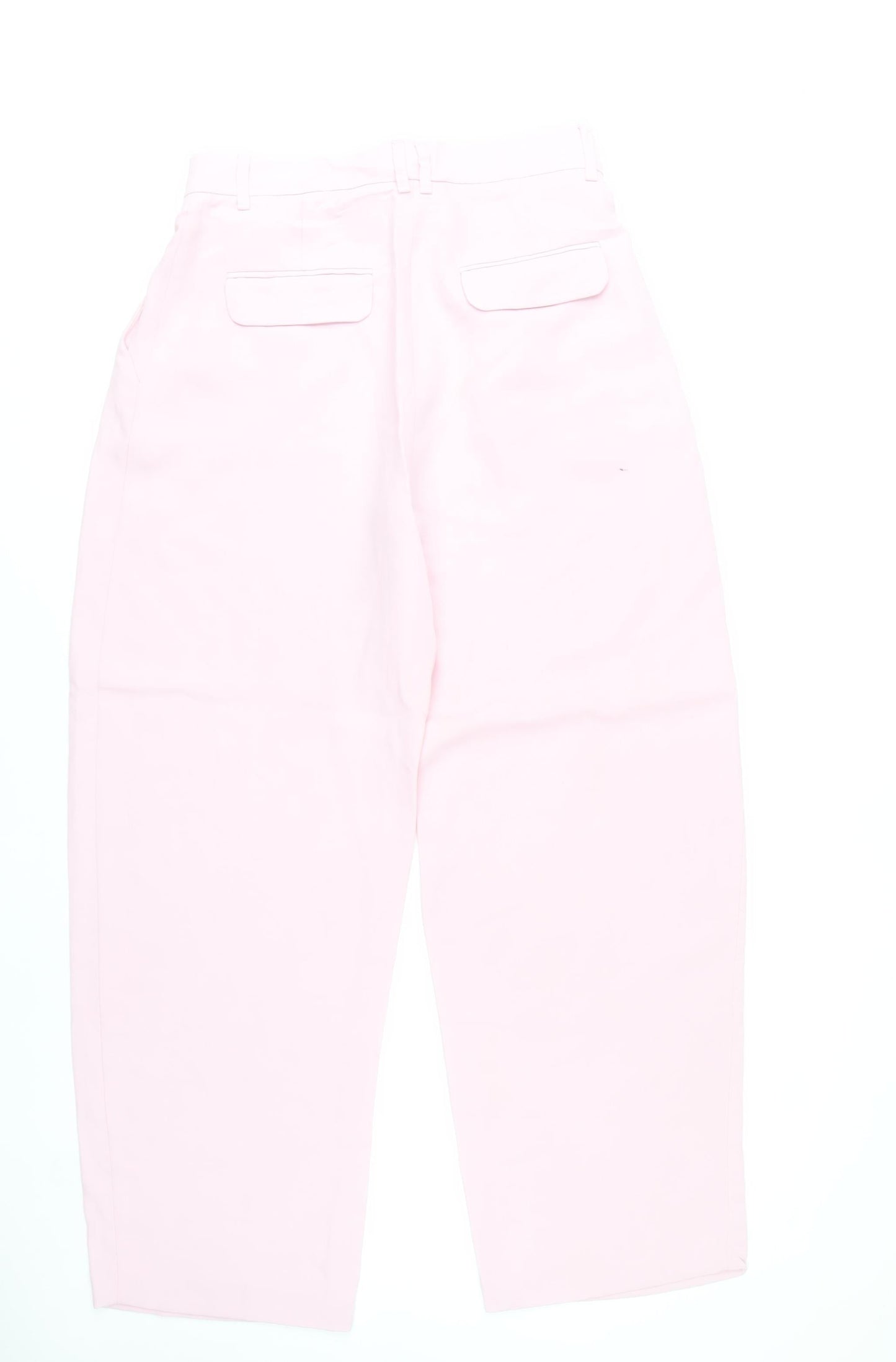 Zara Women Pink Pleated Chino Trousers Size M High Rise