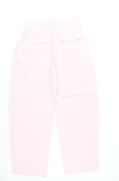 Zara Women Pink Pleated Chino Trousers Size M High Rise