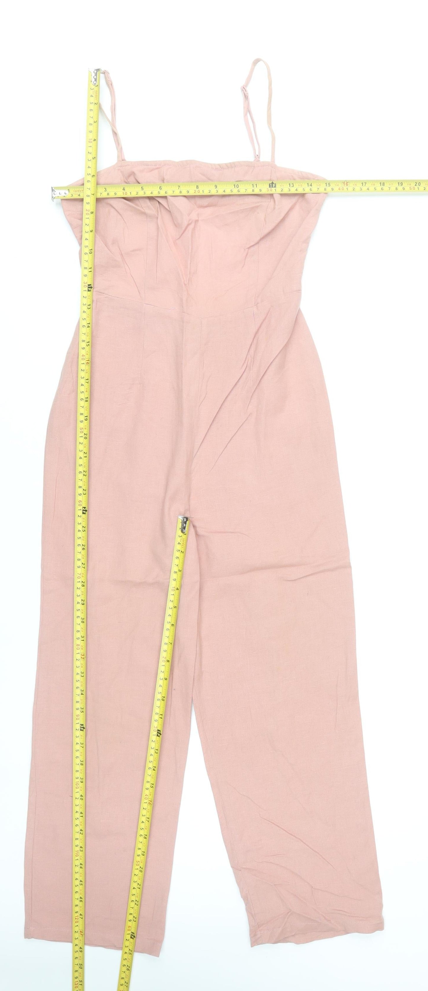 ASOS Women’s Pink Linen Cotton Strappy Jumpsuit Size 6