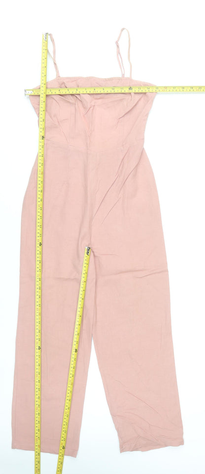 ASOS Women’s Pink Linen Cotton Strappy Jumpsuit Size 6