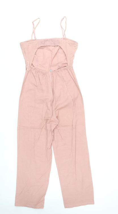 ASOS Women’s Pink Linen Cotton Strappy Jumpsuit Size 6