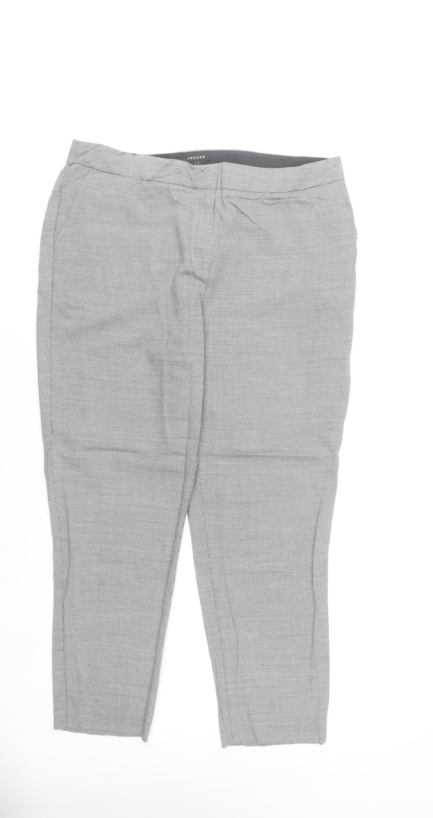 Jaeger Womens Grey Check Wool Blend Dress Pants Size 14