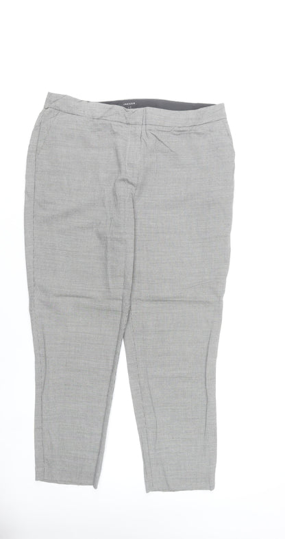 Jaeger Womens Grey Check Wool Blend Dress Pants Size 14