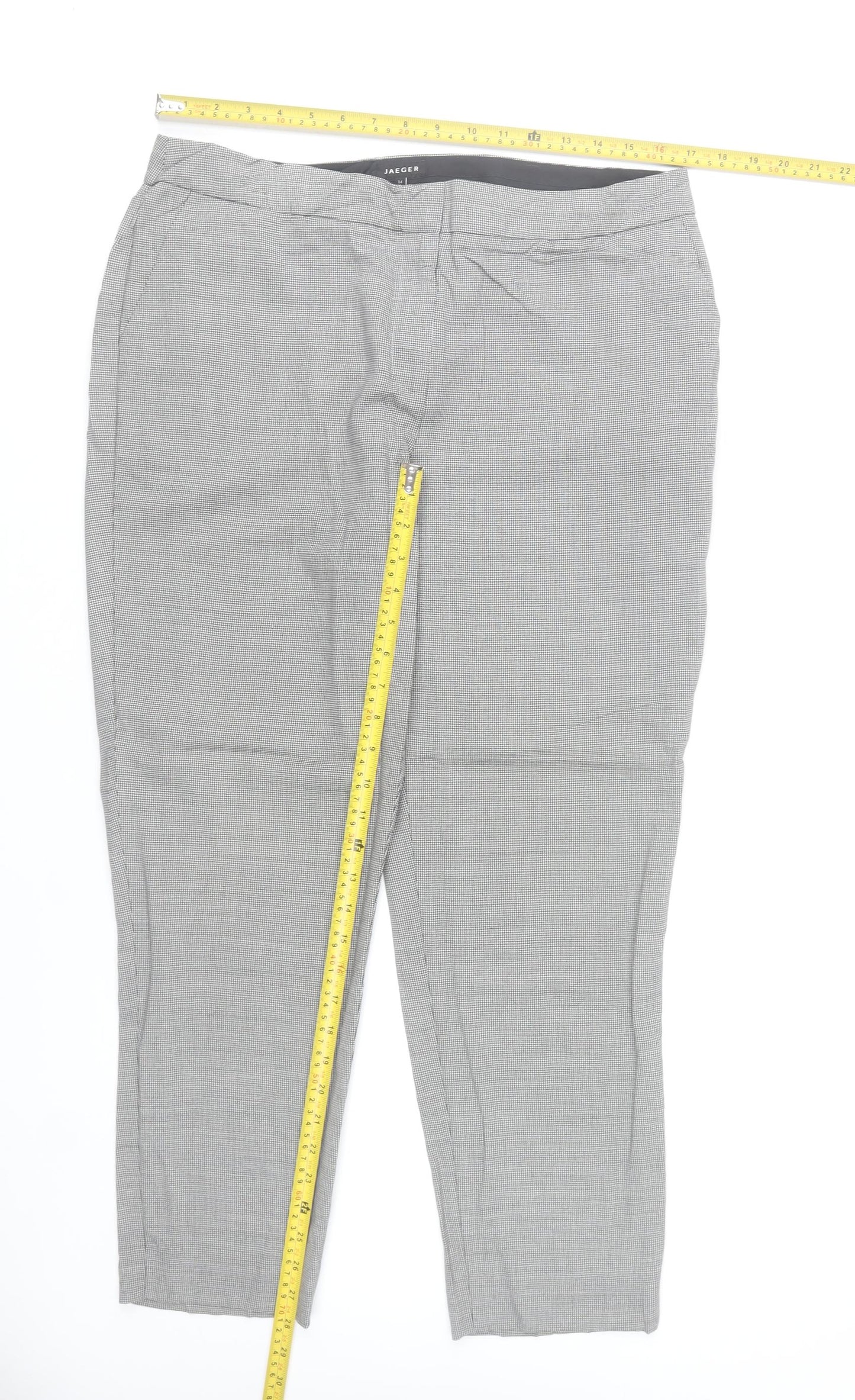 Jaeger Womens Grey Check Wool Blend Dress Pants Size 14