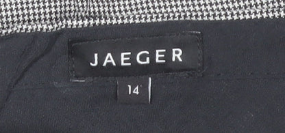 Jaeger Womens Grey Check Wool Blend Dress Pants Size 14