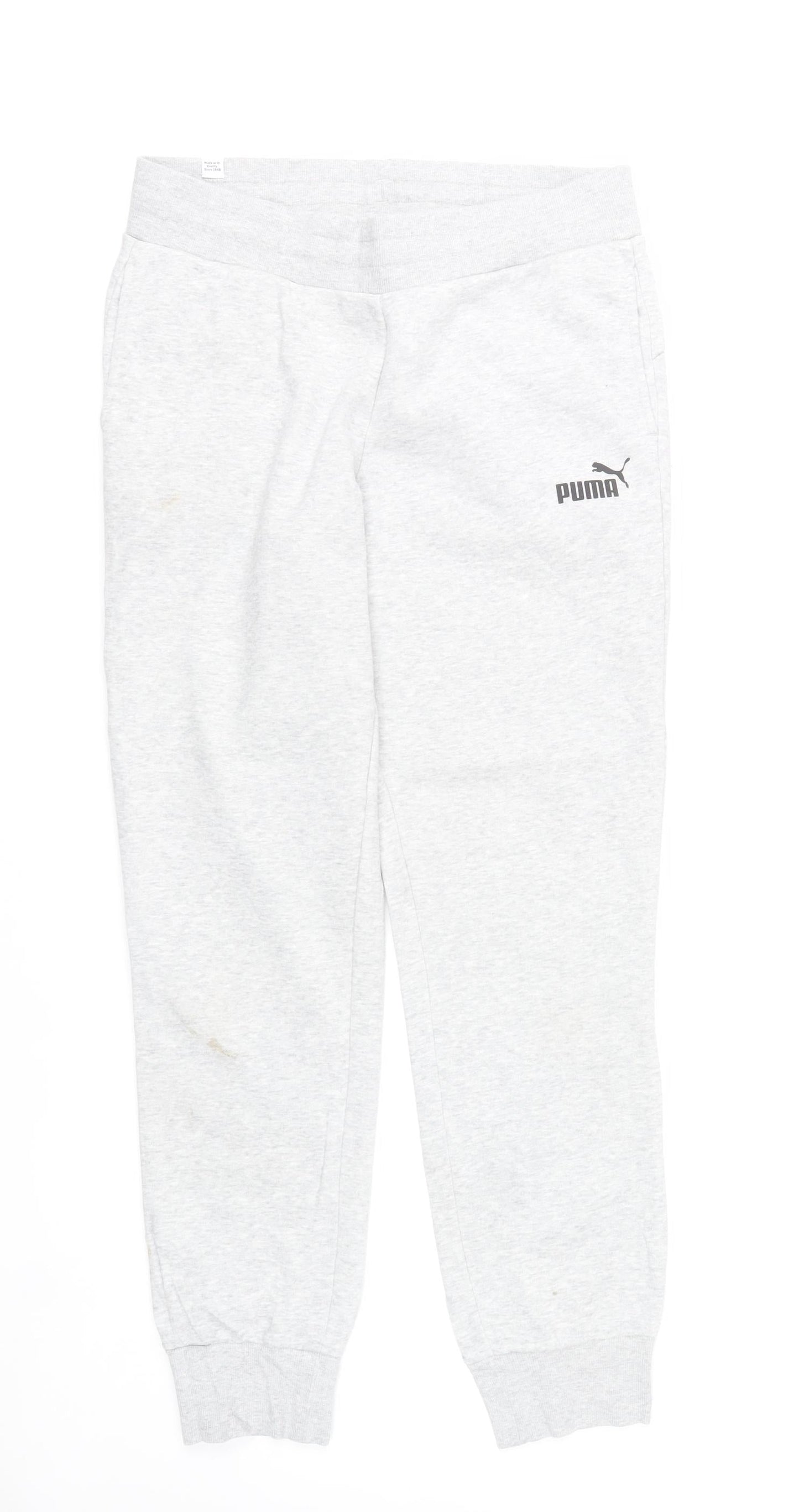 Puma Womens Grey Size 12 Sweatpants Joggers Elastic Waist