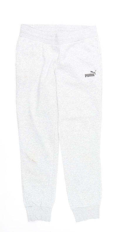 Puma Womens Grey Size 12 Sweatpants Joggers Elastic Waist