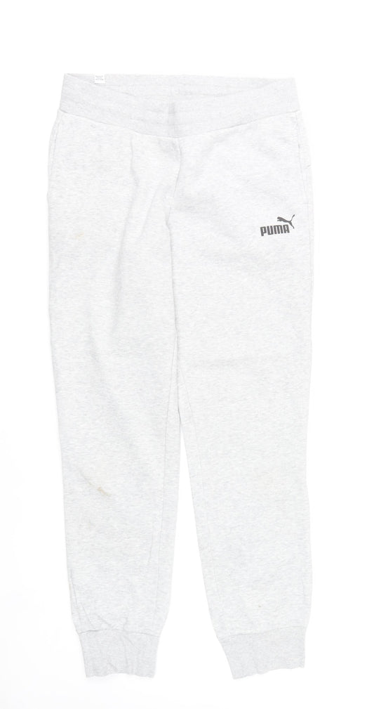 Puma Womens Grey Size 12 Sweatpants Joggers Elastic Waist