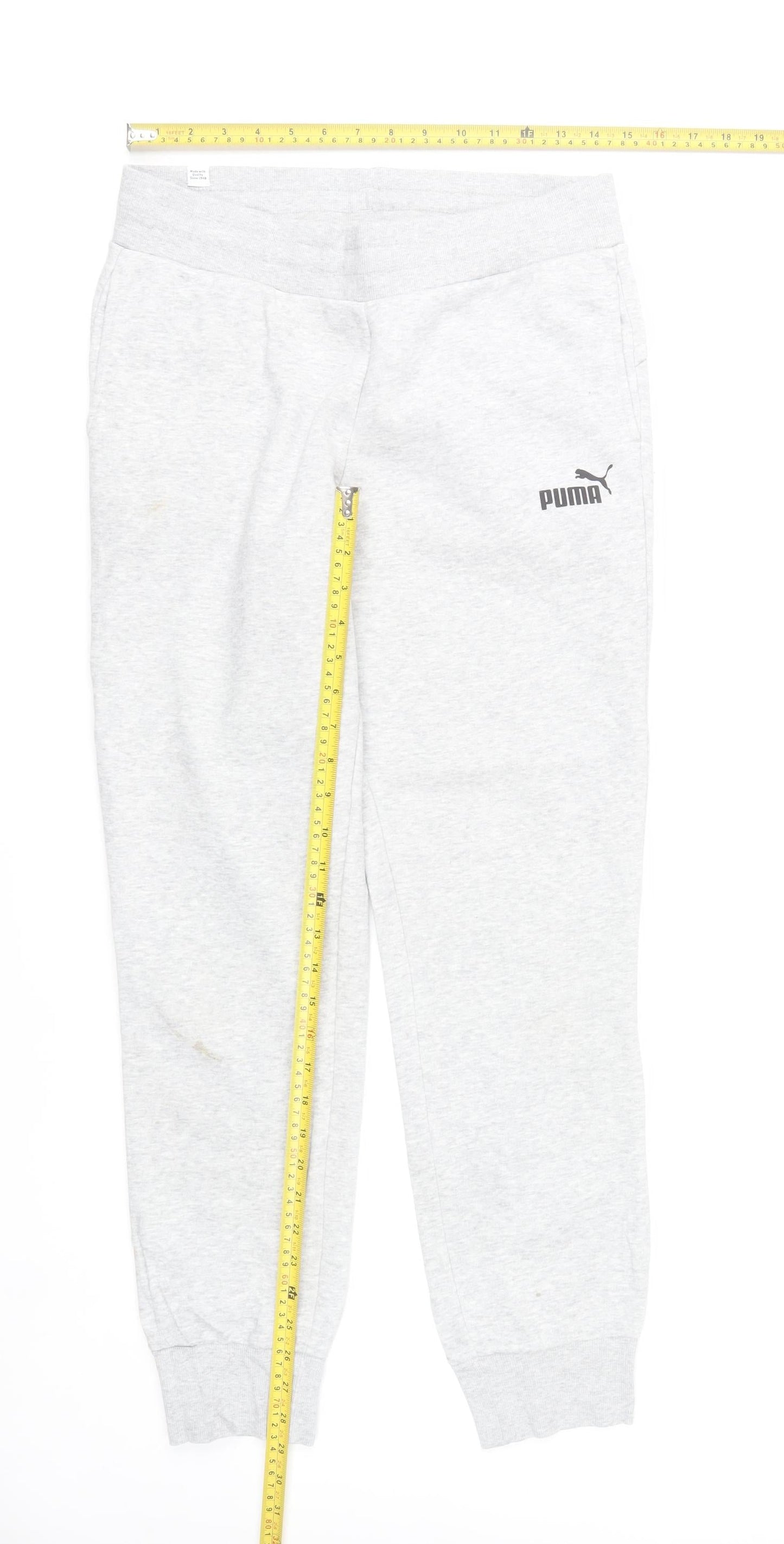 Puma Womens Grey Size 12 Sweatpants Joggers Elastic Waist