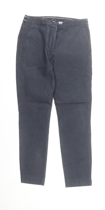 Zara Women Blue Slim Fit Chino Trousers Size 8 Cotton Blend
