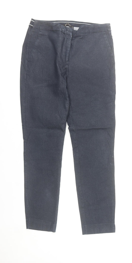 Zara Women Blue Slim Fit Chino Trousers Size 8 Cotton Blend