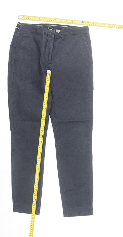 Zara Women Blue Slim Fit Chino Trousers Size 8 Cotton Blend