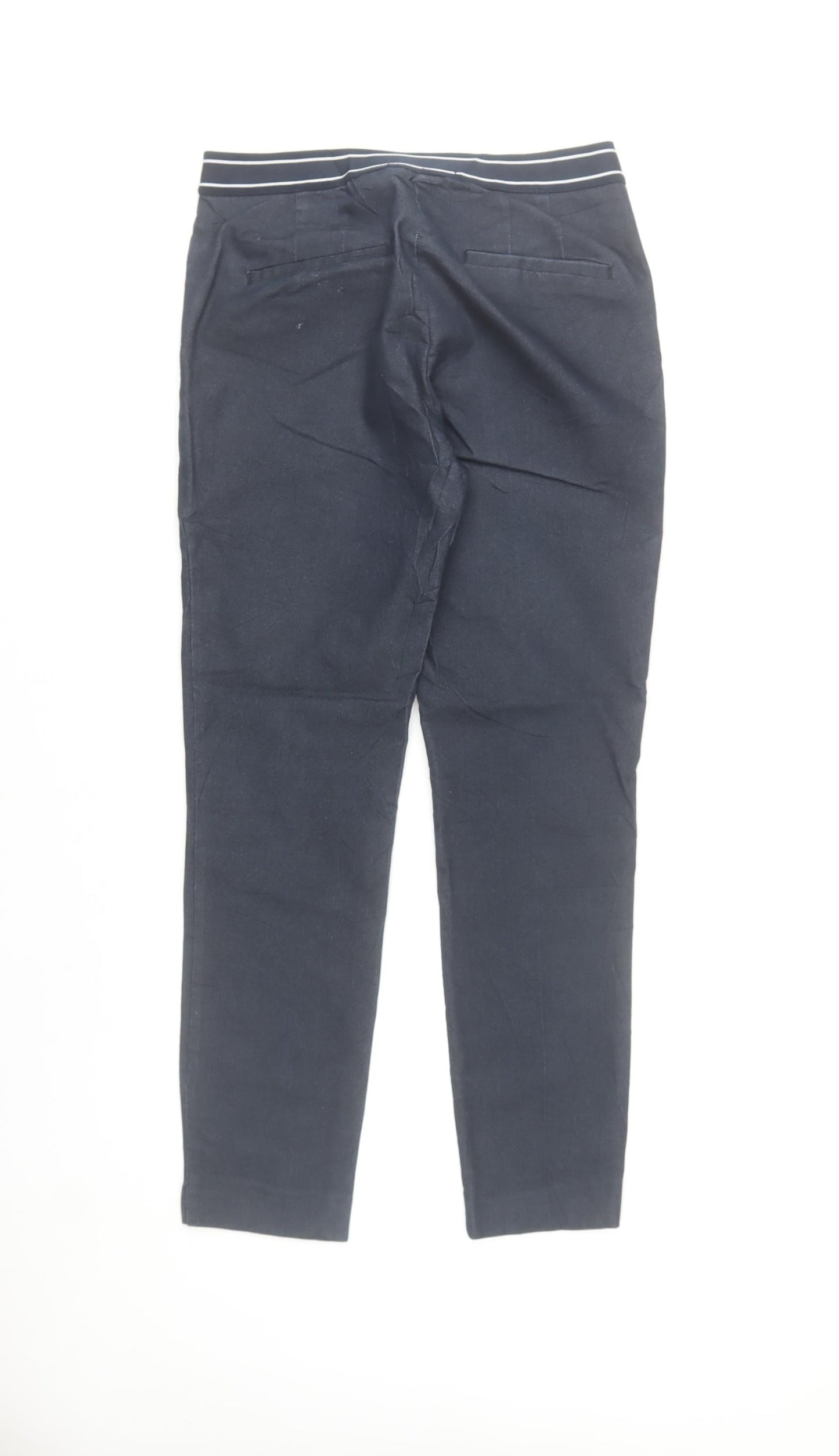 Zara Women Blue Slim Fit Chino Trousers Size 8 Cotton Blend