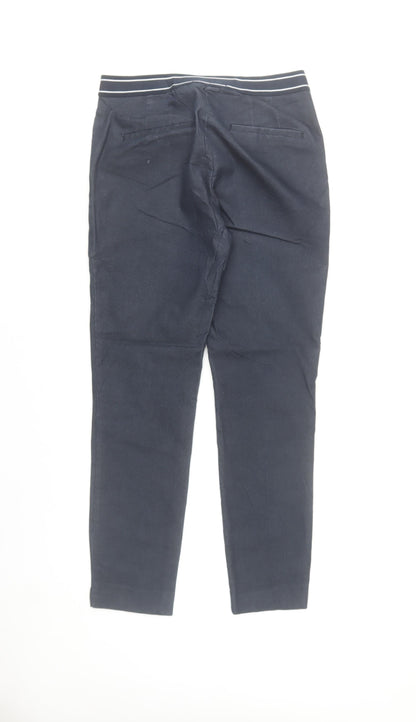 Zara Women Blue Slim Fit Chino Trousers Size 8 Cotton Blend