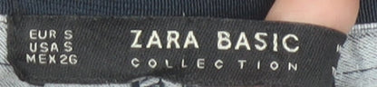 Zara Women Blue Slim Fit Chino Trousers Size 8 Cotton Blend