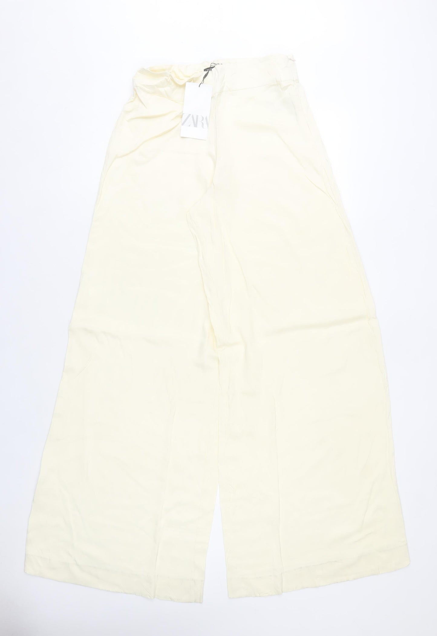 Zara Women’s Ivory Wide-Leg Viscose Trousers Size M