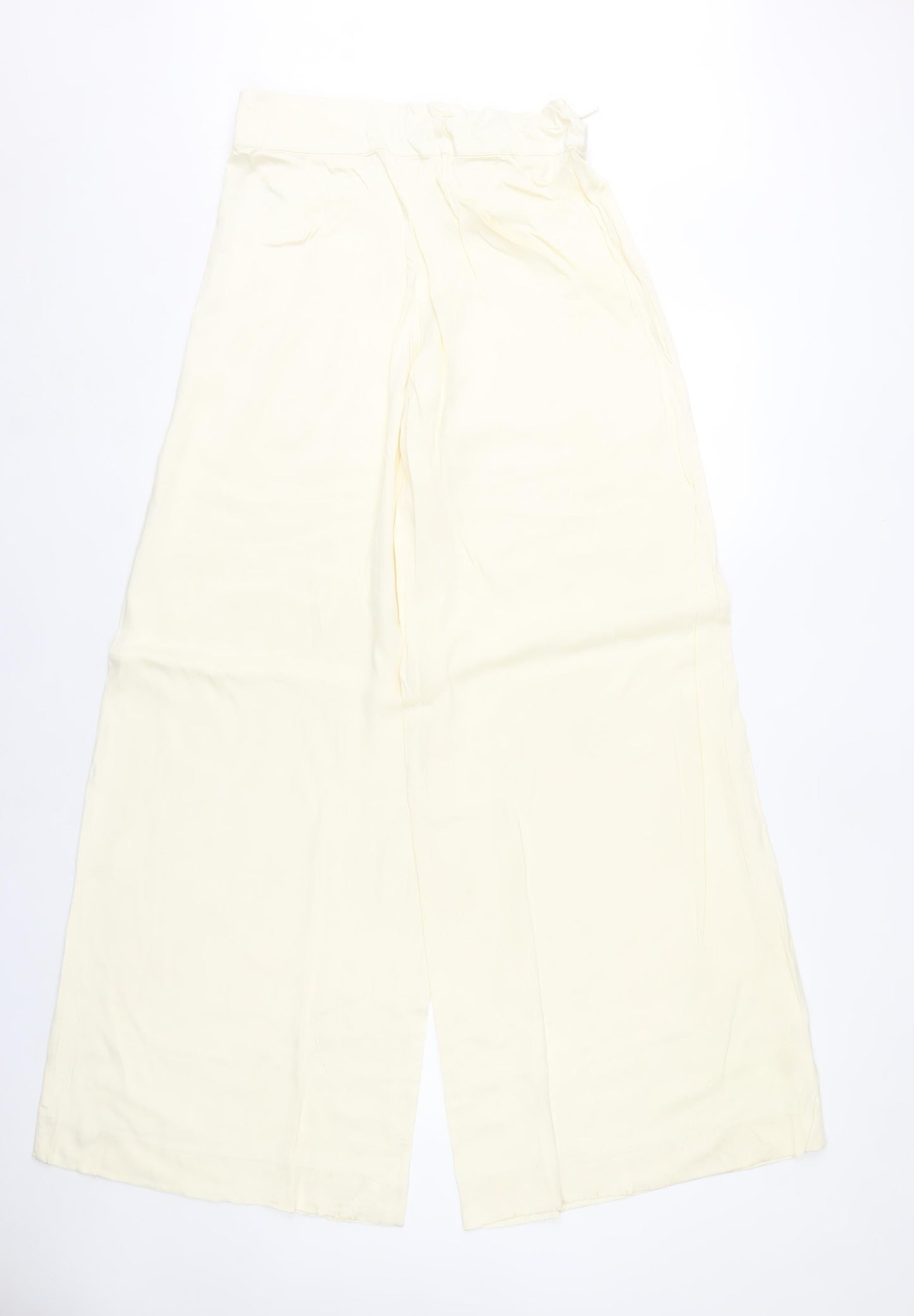 Zara Women’s Ivory Wide-Leg Viscose Trousers Size M