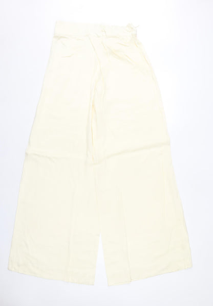 Zara Women’s Ivory Wide-Leg Viscose Trousers Size M