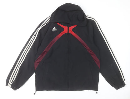 Adidas Men’s Black Polyester Windbreaker Jacket Size M Hooded Sports
