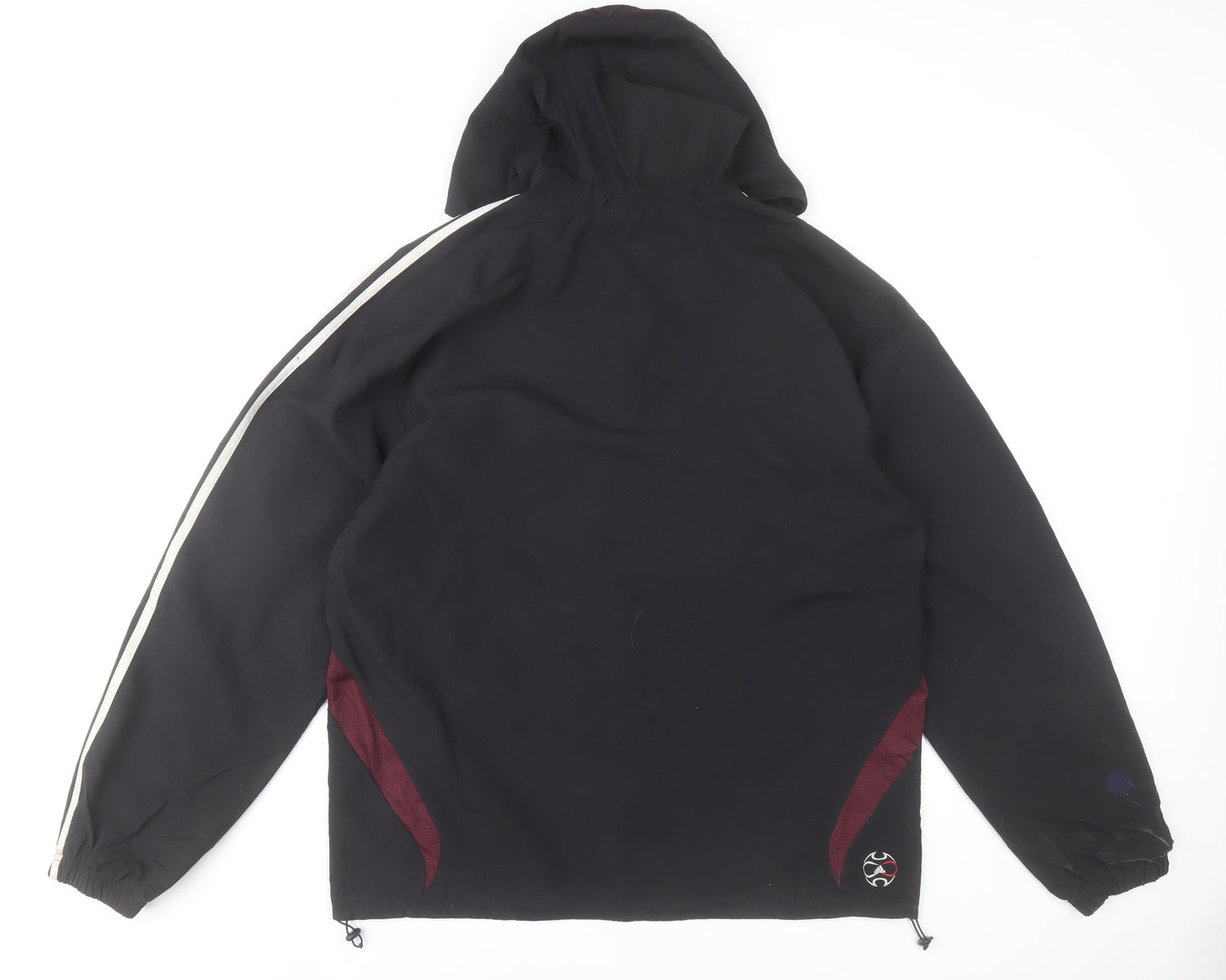 Adidas Men’s Black Polyester Windbreaker Jacket Size M Hooded Sports